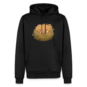 Petit Monstre pelote n°4 – jaune - Sweat à capuche Premium bio Homme - noir - Devant - Nico (187cm)