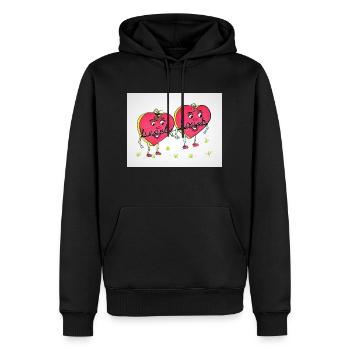 Herzen - heart touch - Männer Premium Bio Hoodie - Schwarz - Vorne - Nico (187cm)