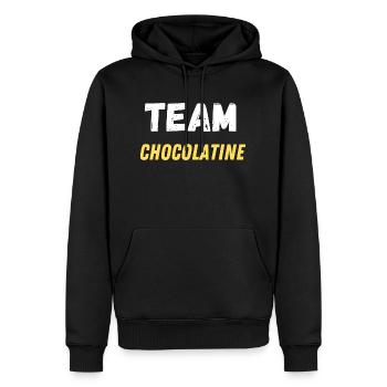 team chocolatine - Sweat à capuche Premium bio Homme - noir - Devant - Nico (187cm)