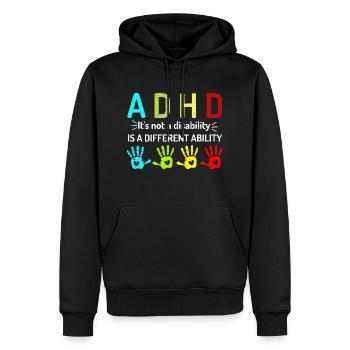 ADHD It s not a disability - Men’s Premium Organic Hoodie - black - Front - Nico (187cm)