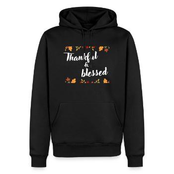 Chemise de Thankgiving - Thankful - Sweat à capuche Premium bio Homme - noir - Devant - Nico (187cm)