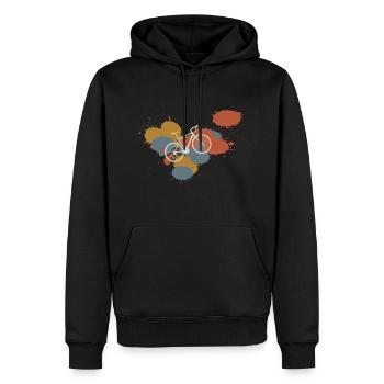 Fahrrad Sport Retro Klecks Farbenfroh - Männer Premium Bio Hoodie - Schwarz - Vorne - Nico (187cm)