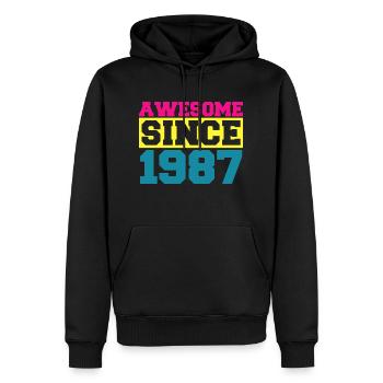 Awesome since 1987. Funny gift men women birthday - Sweat à capuche Premium bio Homme - noir - Devant - Nico (187cm)