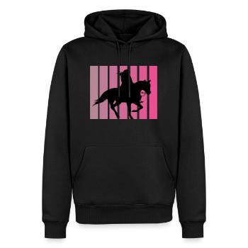Retro Pferde Design - Männer Premium Bio Hoodie - Schwarz - Vorne - Nico (187cm)