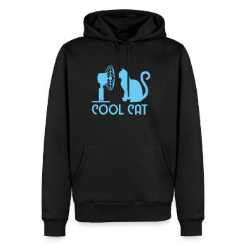 Cool Cat / Katze Bo-Grafik - Männer Premium Bio Hoodie - Schwarz - Vorne - Nico (187cm)
