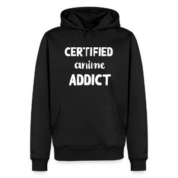 Accro certifié à l’anime - Sweat à capuche Premium bio Homme - noir - Devant - Nico (187cm)