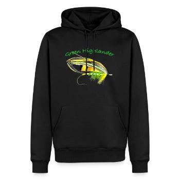 Green Highlander classic salmon fly - Men’s Premium Organic Hoodie - black - Front - Nico (187cm)
