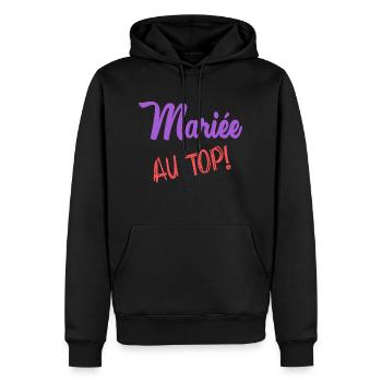 HOCHZEIT - Männer Premium Bio Hoodie - Schwarz - Vorne - Nico (187cm)