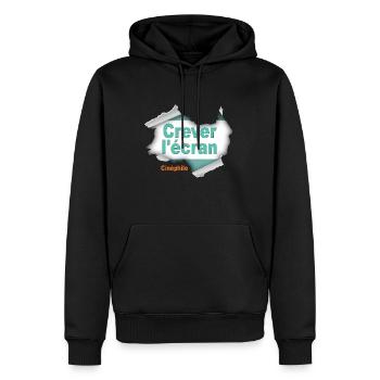 Den Bildschirm zum Platzen bringen - Männer Premium Bio Hoodie - Schwarz - Vorne - Nico (187cm)