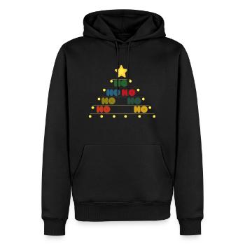Ho Ho Ho - Weihnachtsbaum mit Stern - Männer Premium Bio Hoodie - Schwarz - Vorne - Nico (187cm)