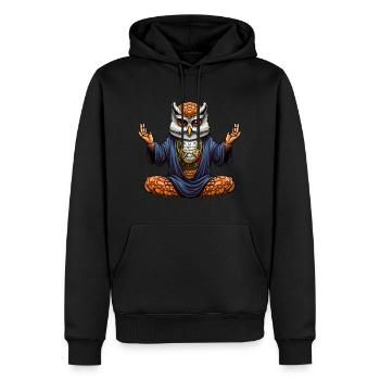 Hibou de yoga - Sweat à capuche Premium bio Homme - noir - Devant - Nico (187cm)