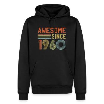 Awesome Since 1960" – Vintage Retro Geburtstag - Männer Premium Bio Hoodie - Schwarz - Vorne - Nico (187cm)