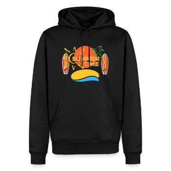 SUMMER TIME - Sweat à capuche Premium bio Homme - noir - Devant - Nico (187cm)