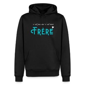 c'est pas moi c'est mon frère- shirt assortis sœur - Sweat à capuche Premium bio Homme - noir - Devant - Nico (187cm)