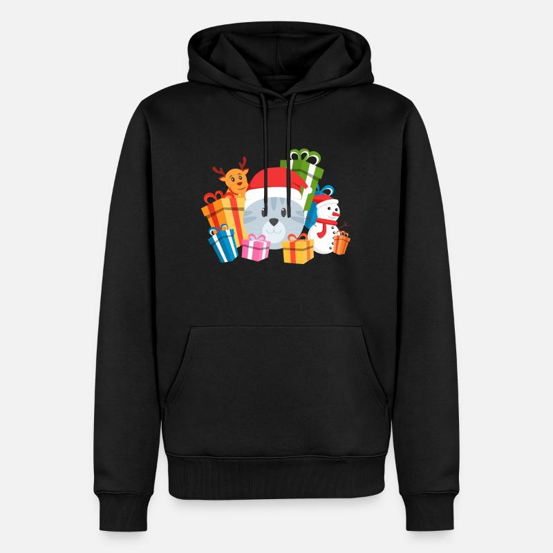 Christmas Cat Present - Männer Premium Bio Hoodie - Schwarz