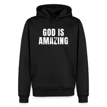 Gott ist erstaunlich - Christliche Zitate - Männer Premium Bio Hoodie - Schwarz - Vorne - Nico (187cm)