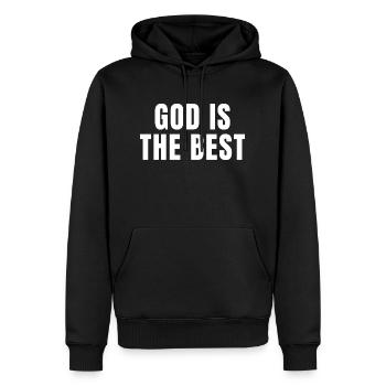 Gott ist der Beste - Christliche Zitate - Männer Premium Bio Hoodie - Schwarz - Vorne - Nico (187cm)