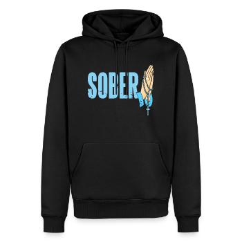 SOBER Retro Christian Sobriety Designs - Männer Premium Bio Hoodie - Schwarz - Vorne - Nico (187cm)