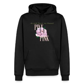 Die rosa Blume ist geblüht - Männer Premium Bio Hoodie - Schwarz - Vorne - Nico (187cm)