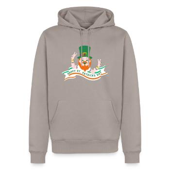 St. Patricks Day Irisch Kleeblatt Kobold Feiertag - Männer Premium Bio Hoodie - Taupe - Vorne - Nico (187cm)