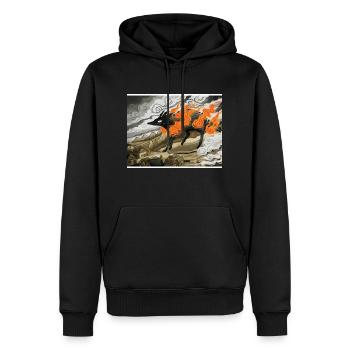 Disaster Wolf Langes T-Shirt - Männer Premium Bio Hoodie - Schwarz - Vorne - Nico (187cm)