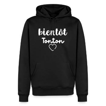 bientôt tonton - Sweat à capuche Premium bio Homme - noir - Devant - Nico (187cm)