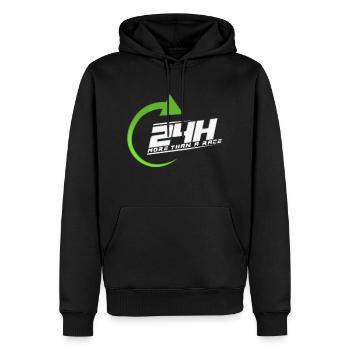 24h - Männer Premium Bio Hoodie - Schwarz - Vorne - Nico (187cm)