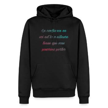 phrase inspirante sur la confiance en soi - Sweat à capuche Premium bio Homme - noir - Devant - Nico (187cm)
