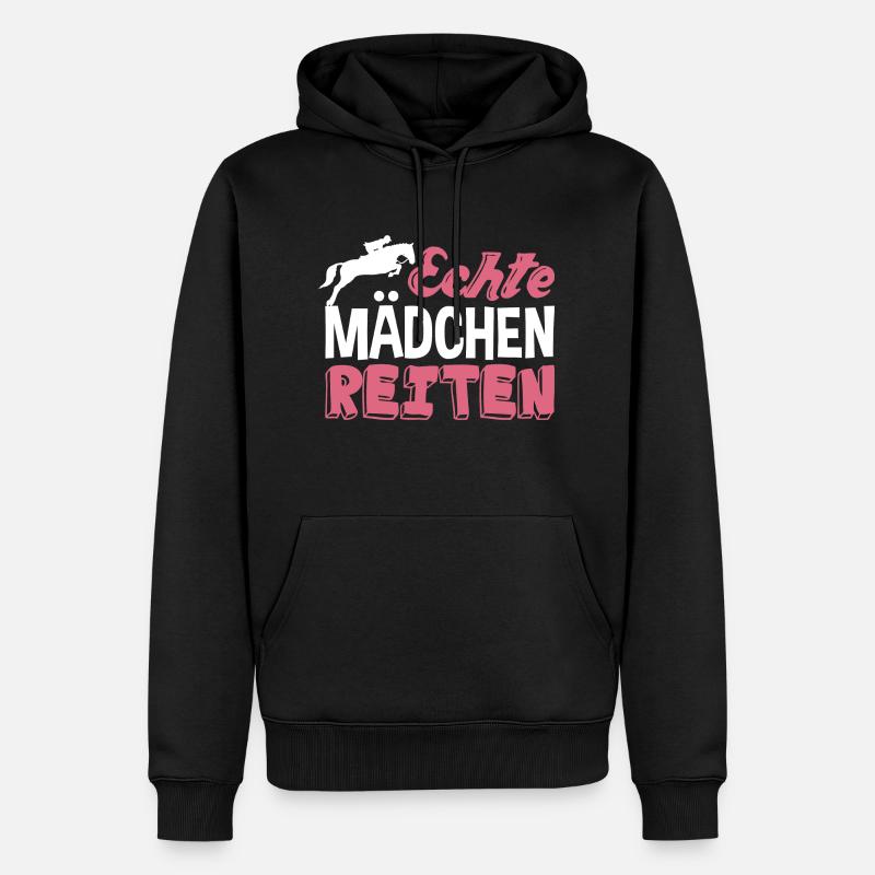 Echte Mädchen reiten - Männer Premium Bio Hoodie - Schwarz