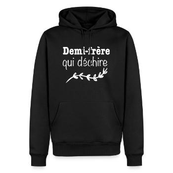 Demi frère qui déchire - Sweat à capuche Premium bio Homme - noir - Devant - Nico (187cm)