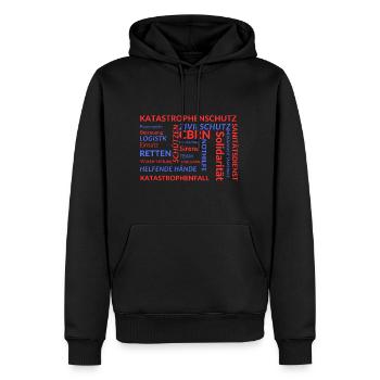 Katastrophenschutz in Worten - Männer Premium Bio Hoodie - Schwarz - Vorne - Nico (187cm)