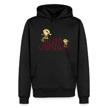 Merry Christmas - Weihnachtselfen - Männer Premium Bio Hoodie - Schwarz - Vorne - Nico (187cm)