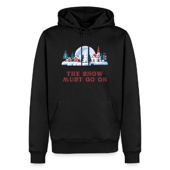 Der Schnee muss weitergehen - Village pitoresque (rot) - Männer Premium Bio Hoodie - Schwarz - Vorne - Nico (187cm)