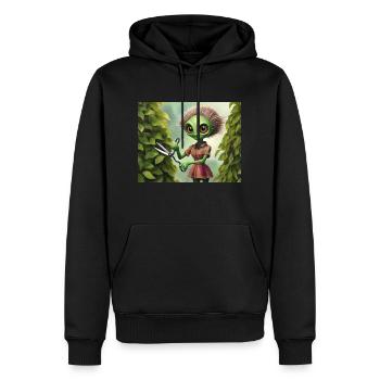 niedlicher kleiner grüner Retro-Alien-Arbeitsgarten - Männer Premium Bio Hoodie - Schwarz - Vorne - Nico (187cm)
