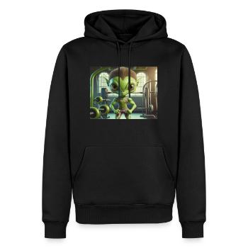 Mignon petit extraterrestre vie quotidienne - salle d’entraînement - Sweat à capuche Premium bio Homme - noir - Devant - Nico (187cm)