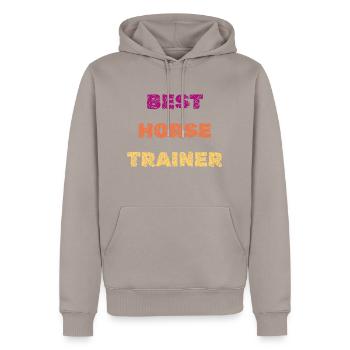 Meilleur entraîneur de chevaux - Sweat à capuche Premium bio Homme - taupe - Devant - Nico (187cm)
