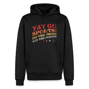 Nicht-Sport-Fan Go Sports Yay Sports - Männer Premium Bio Hoodie - Schwarz - Vorne - Nico (187cm)