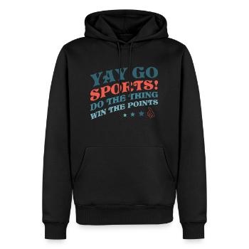 Juhu, los geht's! Lustige Sportarten - Männer Premium Bio Hoodie - Schwarz - Vorne - Nico (187cm)