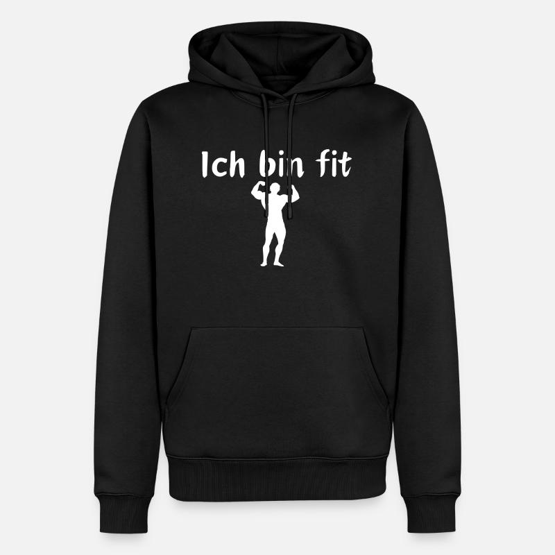 Ich bin fit - Männer Premium Bio Hoodie - Schwarz