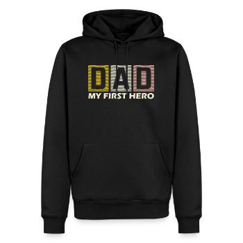 Dad my firs hero - Men’s Premium Organic Hoodie - black - Front - Nico (187cm)