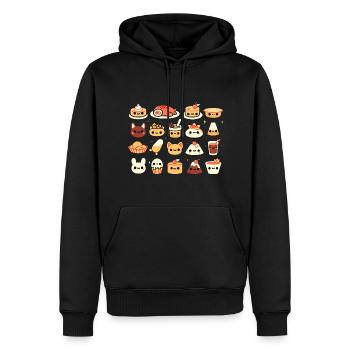 Fête des amis de la nourriture kawaii - Sweat à capuche Premium bio Homme - noir - Devant - Nico (187cm)
