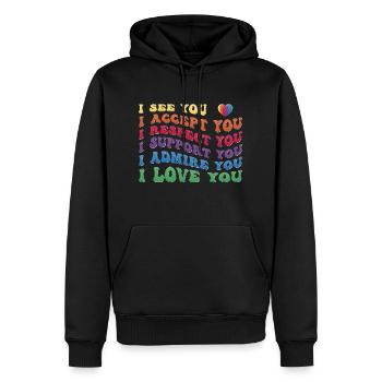 Stolz - Akzeptieren Respekt Unterstützen Bewundern Lieben - Männer Premium Bio Hoodie - Schwarz - Vorne - Nico (187cm)
