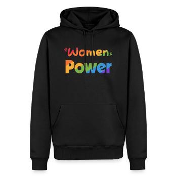 Women POWER EN mc - Sweat à capuche Premium bio Homme - noir - Devant - Nico (187cm)