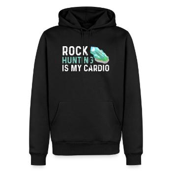 La chasse aux rochers, c’est mon cardio - Geode Hunter - Sweat à capuche Premium bio Homme - noir - Devant - Nico (187cm)