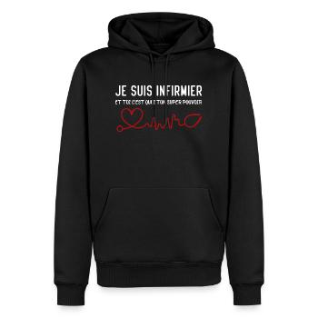 Krankenschwester Hemd • Superkraft Krankenschwester Geschenk - Männer Premium Bio Hoodie - Schwarz - Vorne - Nico (187cm)