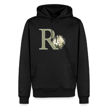 R mit Blumen - Männer Premium Bio Hoodie - Schwarz - Vorne - Nico (187cm)