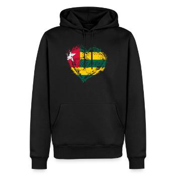 HOME ROOTS COUNTRY GIFT LOVE Togo - Männer Premium Bio Hoodie - Schwarz - Vorne - Nico (187cm)
