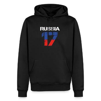 équipe club de football parti em wm RUSSIE 17 - Sweat à capuche Premium bio Homme - noir - Devant - Nico (187cm)