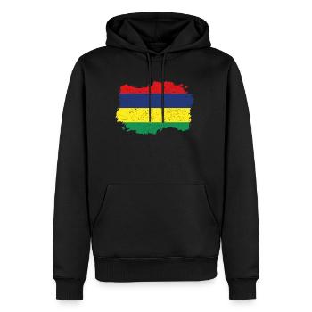 Roots terre natale drapeau Maurice Png - Sweat à capuche Premium bio Homme - noir - Devant - Nico (187cm)
