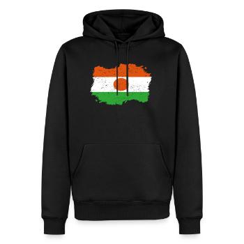 Roots Accueil drapeau Niger .png - Sweat à capuche Premium bio Homme - noir - Devant - Nico (187cm)